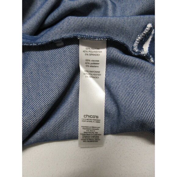 Chico's Zenergy women's blue nautical 3/4 sleeve side snap boxy top blouse M - Picture 7 of 12